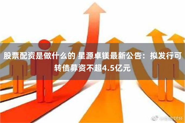 股票配资是做什么的 星源卓镁最新公告：拟发行可转债募资不超4.5亿元