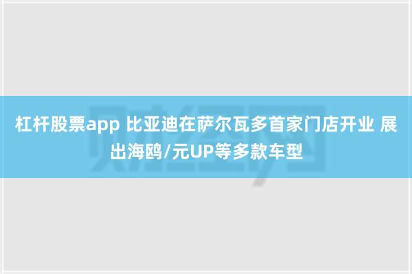 杠杆股票app 比亚迪在萨尔瓦多首家门店开业 展出海鸥/元UP等多款车型